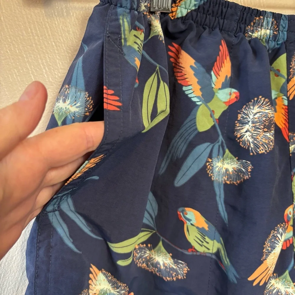 Patagonia Men’s Swim Trunks Baggies Shorts Stone Blue Birds Mesh Lined Size M